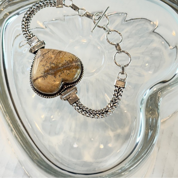 🆕 Picture Jasper Heart Bracelet in 925 Sterling Silver – Artisan Chain Design - Picture 16 of 16
